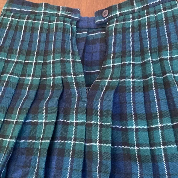 Pendleton 100% virgin wall size 6 tartan green and blue plaid ladies skirt kilt - Picture 8 of 12